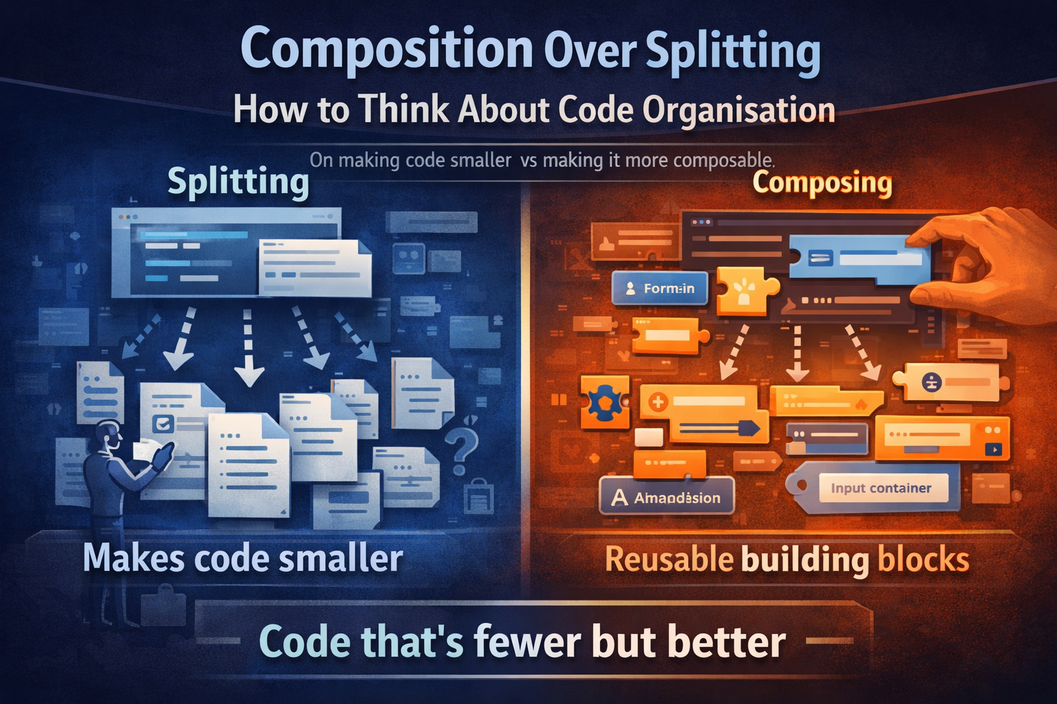 Composition Over Splitting: How to Think About Code Organisation
